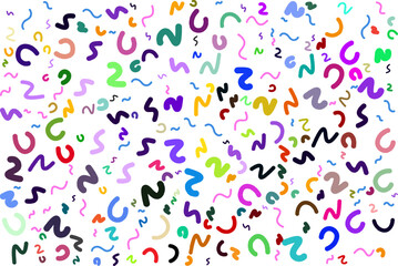 Obraz premium Colorful abstract pattern of random curved shapes scattered on a white background