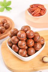 Premium Imported Macadamia Nuts Showcase with Mixed Dried Nuts Collection on Wooden Serving Boards