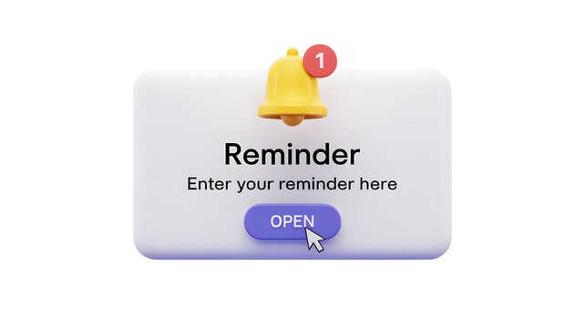 Reminder notification with a bell, stay informed and never miss out