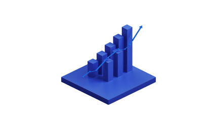 Fototapeta premium Isometric Minimalist Graph Increasing Chart Illustration in Blue Tones Concept