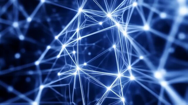 Abstract network of glowing lines and points