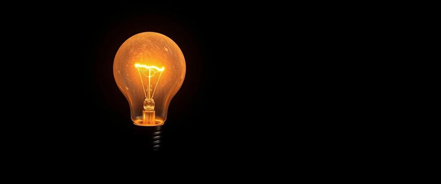 Glowing lightbulb on dark background, symbolizing innovative ideas and unique solutions,  future,  progress