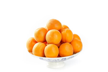 Fresh Golden Apricots from Qinling Mountains Shaanxi China in White Bowl Healthy Fruit Display