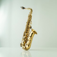Polished golden brass saxophone musical instrument