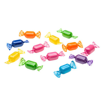 A group of candys in different colors - Transparent Background
