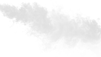 PNG of white smoke cloud melting into lower space, isolated airy vapor with soft flowing texture on transparent background, perfect for abstract art, dreamy graphics, digital design, fantasy visuals, 