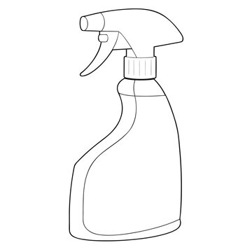 recommend clip art: Black and White Outline Drawing of a Spray Bottle with Trigger Sprayer cleaning liquid