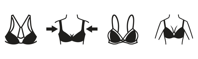 Collection of bra silhouette vector illustrations