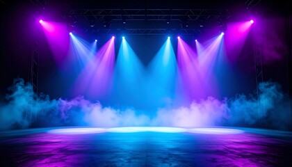 Stage with vibrant lights and smoke