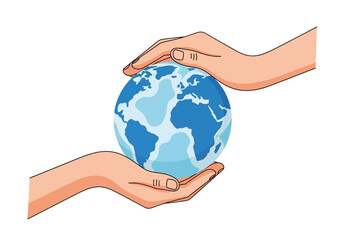 Gentle hands cradle the earth, symbolizing protection and care. Suitable for environmental, conservation, and earth day concepts. Supports ecoconscious projects.
