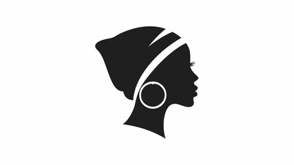 Silhouette of a woman with head wrap and earring in profile view, isolated on a white color background | editable eps vectors