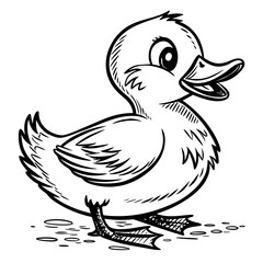 Adorable duckling cartoon standing cheerfully