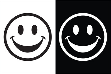 Monochrome Happy Face Symbols with Contrasting Black and White Design