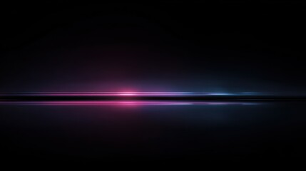 Abstract Light Horizon with Pink and Blue Glowing Lines in Dark Space