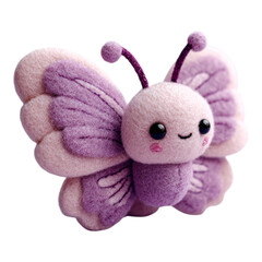 Cute Felt Butterfly Toy on Transparent Background