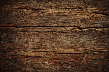 Fototapeta premium Dark brown wood grain texture rustic background aged planks weathered surface