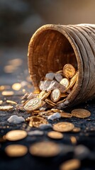 Overflowing Treasure Pot with Gold Coins