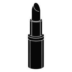 Black Silhouette of an Open Lipstick Tube on a White Background makeup cosmetics