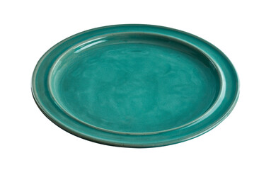 Empty ceramics plates, Classic blue plate isolated on white background with clipping path, Side view 