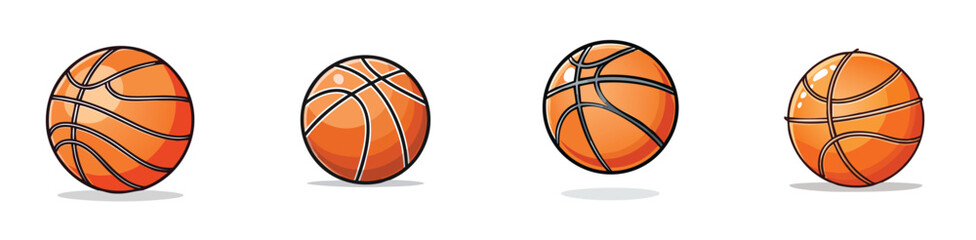 basketball vector illustration set featuring detailed, colorful design elements.