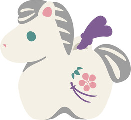 馬　うま　子馬　午　午年　土鈴　年賀　2026　年賀状素材　かわいい　和風モダン　イラスト