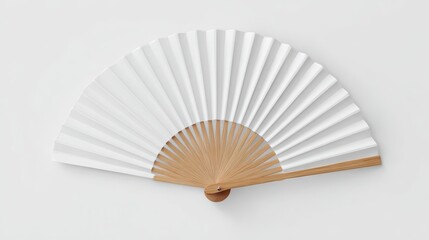 Stunning photo of mockup of a white folding hand fan set apart against a white background.