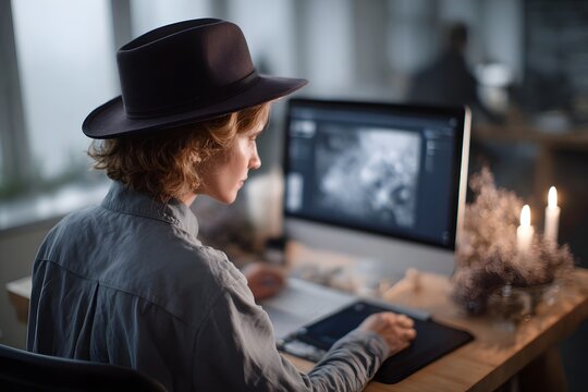 A creative workspace with a focused designer at work