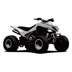 Obraz premium black and white silhouette of a quad bike vector on a white background