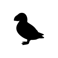 Puffin silhouette vector flat illustration design.