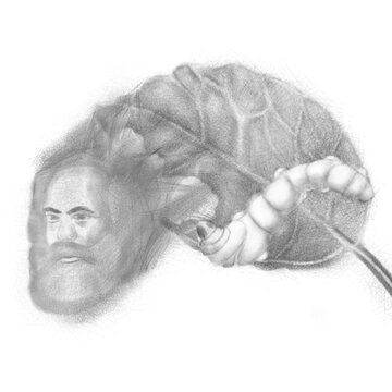 Surreal Illustration of karl marx