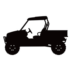 black and white silhouette of a utv vehicle vector on a white background © yufamamiks