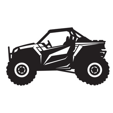 black and white silhouette of a utv vehicle vector on a white background