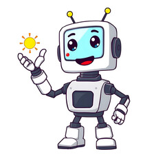 Fototapeta premium AI Robot Weather Assistant Icon – Futuristic Forecast Bot Vector Illustration for Mobile Apps, Website Widgets, Climate Branding, and Smart AI Technology Design