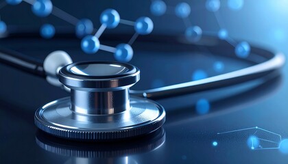 Close-up of a Silver medical healthcare Stethoscope Background, Generated with AI.