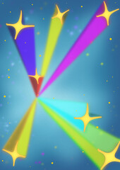 Fototapeta premium Colorful Light Beams with Sparkles Abstract Illustration
