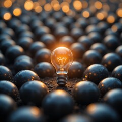 Glowing Light Bulb Symbolizing Creativity Concept