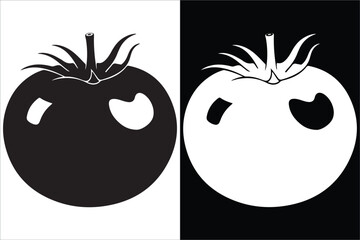 Minimalist Black and White Tomato Illustration on Divided Background