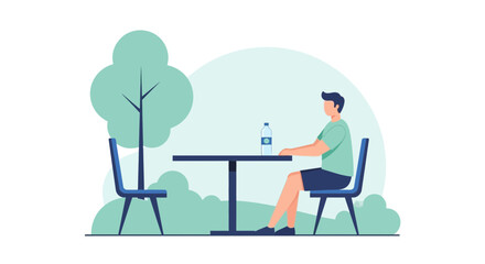 Person Enjoying Moment Outdoors With a Bottle of Water and a Relaxing Ambiance