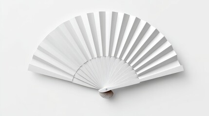 Stunning photo of mockup of a white folding hand fan set apart against a white background.