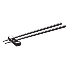 black and white silhouette of chopsticks vector on white background