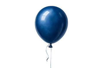 Elegant blue balloon floating against a black backdrop on transparent background