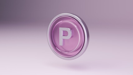 분홍색 메탈과 실버로 된 포인트 동전 