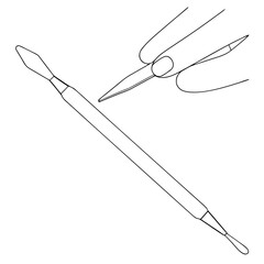 Line Drawing of a Nail Cuticle Pusher Tool and Fingernail nail care manicure