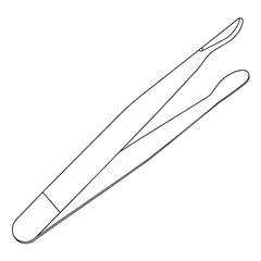 Obraz premium Outline Drawing of Pointed Tweezers with Smooth Grip on White Background medical surgical