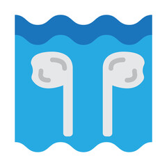 Waterproof Earbuds Vector Flat Icon Design