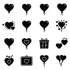 Collection of Black and White Heart Icons Love and Romance Celebration Symbols for Valentines Day and Anniversary Greetings