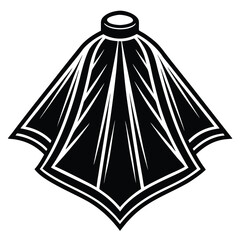 Stylized black and white graphic of a flowing cape with sharp geometric accents cloak gothic