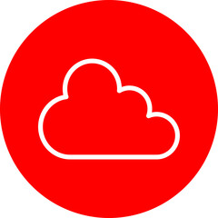 Cloud Vector Line White Circle Red Icon Design