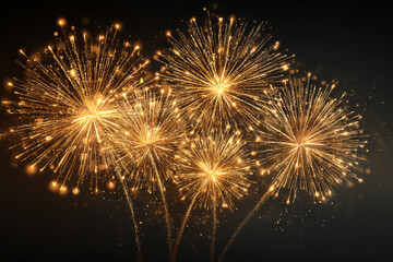 Fototapeta premium Golden fireworks explode in the night sky a vibrant display of light and color