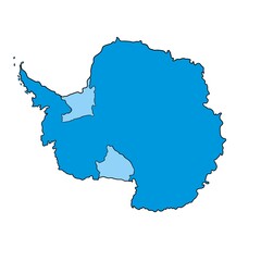 Dark blue and light blue Antarctica map clip art © Craig